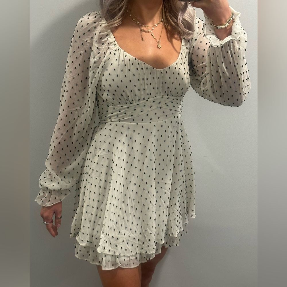 Thirty Thirty LA White and Black Polka Dot Dress